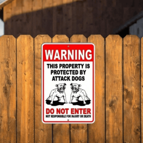 CIFbuy Metal Attack Dog Warning Sign Wall Decor Security Home Plaque(TikTok, temu pick-up service)
