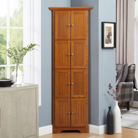4-Tier 72" Corner Kitchen Pantry Storage Cabinet with 8 Doors Tall Storage Cabinet, Corner Cabinet and Shelves