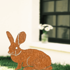 1pc Metal Bunny Yard Stake, Rabbit Garden Decor, Easter Country Animal Art Yard Sign, Outdoor Decoration for Lawn, Patio, Flower Bed, Flower Pot